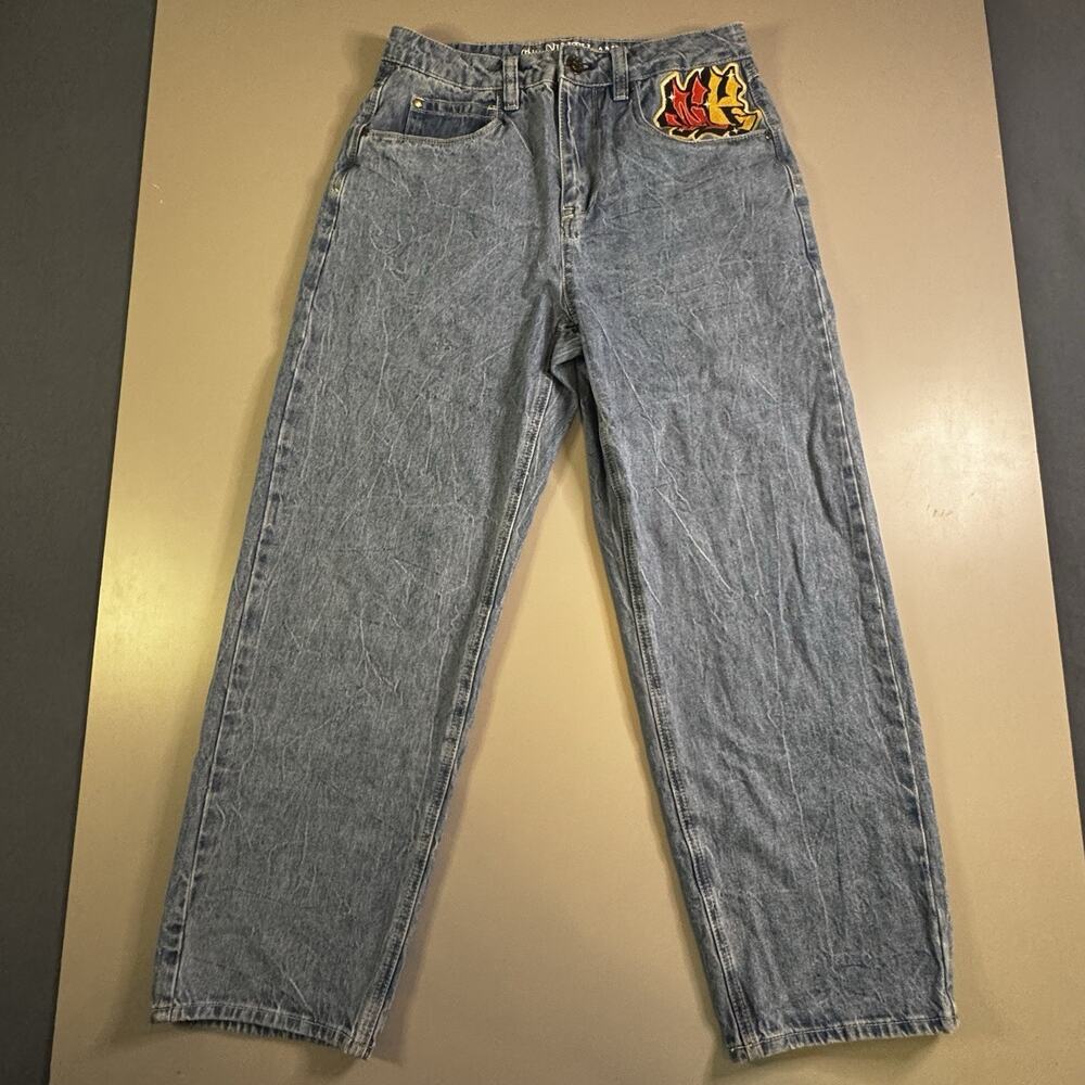 Ninth Hall Ambush Jeans Men’s 30 Blue Baggy Dragon Embroidered Y2K Skater
